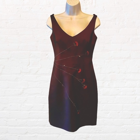 Laundry by Shelli Segal Burgandy Embellished Dress, size Small 4/6 - Picture 1 of 11